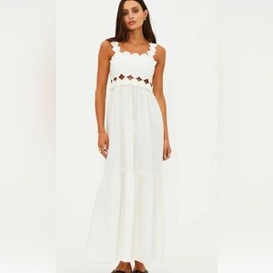 Beach Riot Scalloped White Maxi Dress